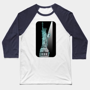 Statue of Liberty Spotlight Wireframe Baseball T-Shirt